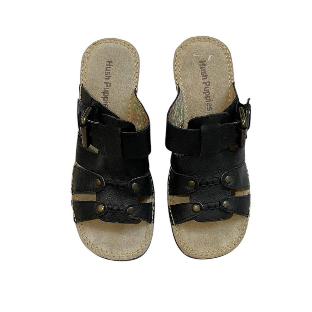 Women’s Y2K Hush Puppies slip on leather wedge sandals